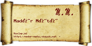 Madár Máté névjegykártya